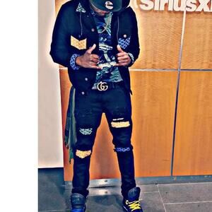Custom Vintage Black Goyard  Distressed Men's Jeans - 33